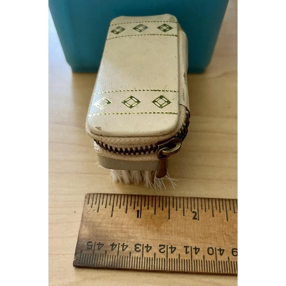 Vintage Made in Austria Leather Travel Sewing Grooming Kit Clothes Brush Cream